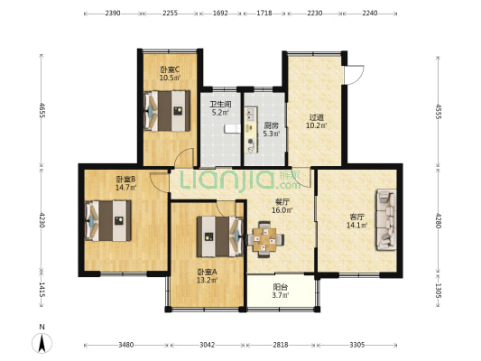 赵家弄(萧山) 3室2厅1卫 55平方
