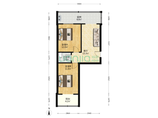 圆梦家园小区 2室1厅1卫 65平方