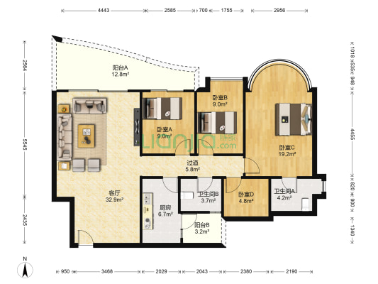 逸景翠园 4室1厅2卫 130平方