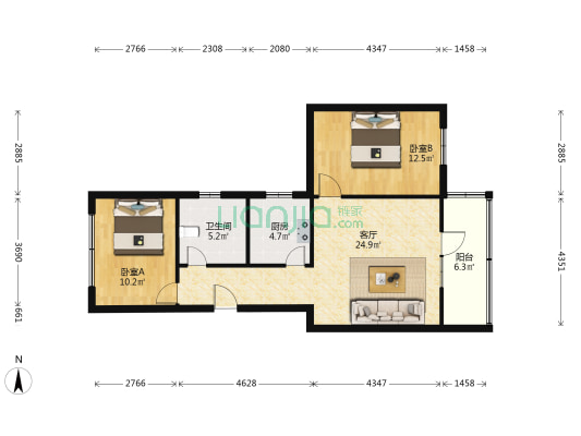 兰峰小区 2室1厅1卫 81平方