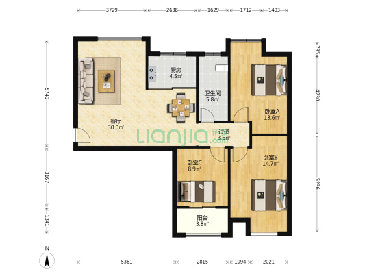 水榭华城澜境 3室1厅1卫 112平方