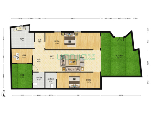 西小路 3室1厅2卫 102平方