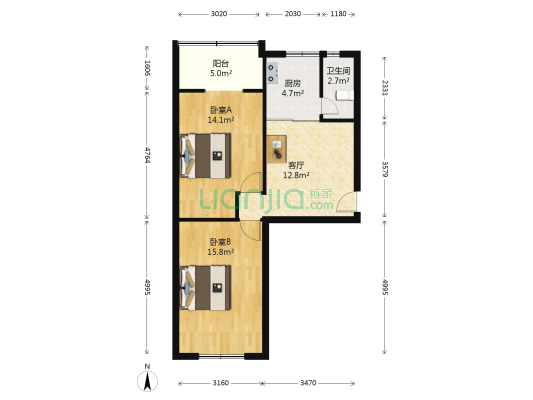 桃铁社区 2室1厅1卫 68平方