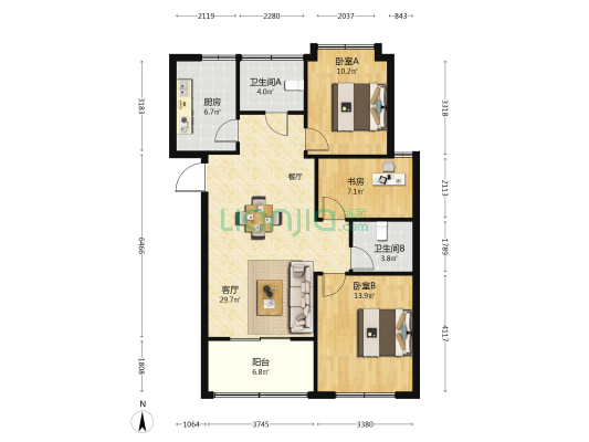 御珑湾二期 3室1厅2卫 89平方