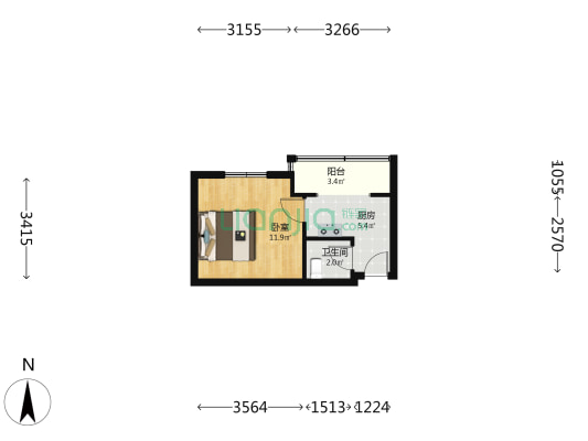 飞虹路163号 1室0厅1卫 30平方