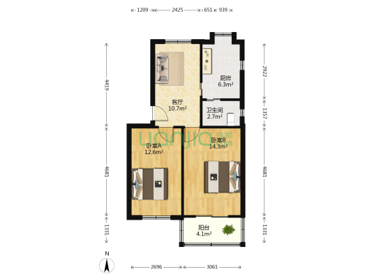 塑料厂家属院 2室1厅1卫 62平方