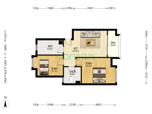 牡丹园(金桂街) 2室1厅1卫 70平方