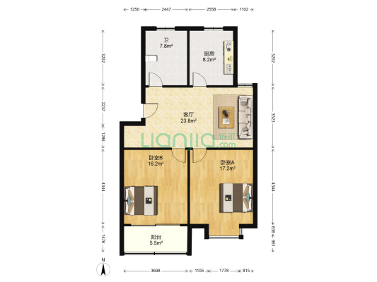 双牌四村 2室1厅1卫 93平方