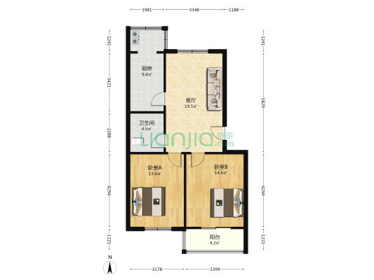 文慧园 2室1厅1卫 82平方