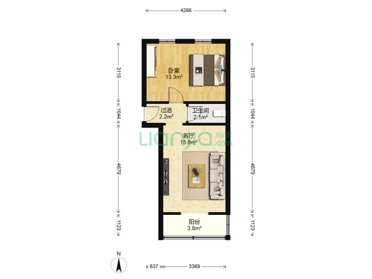 甘肃省西安干休所 1室1厅1卫 45平方