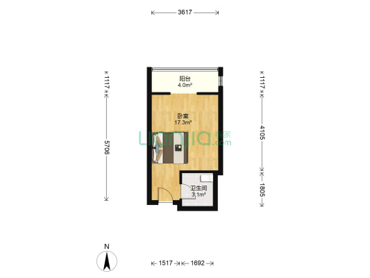 新区哥伦布广场 1室0厅1卫 40平方