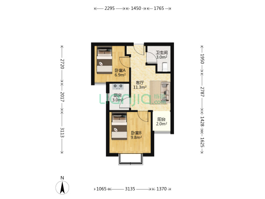 永和新领地 2室1厅1卫 52平方