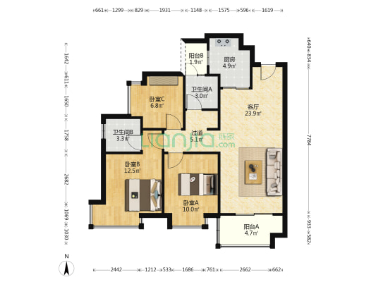 保利松湖和府 3室1厅2卫 98平方