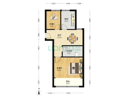 西苑公寓 2室1厅1卫 66平方