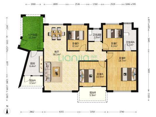 世锦家和院 4室1厅2卫 137平方