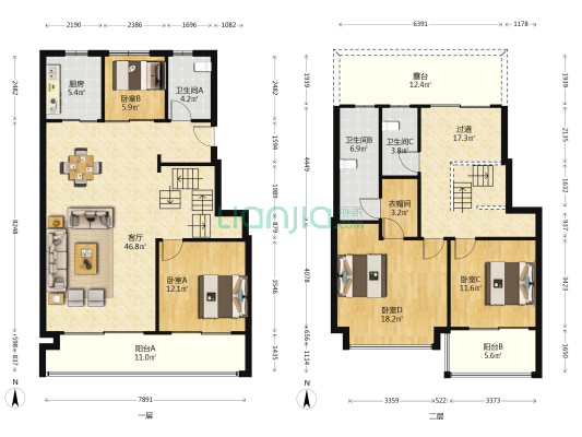 德信建发玖熙府 4室1厅3卫 175平方