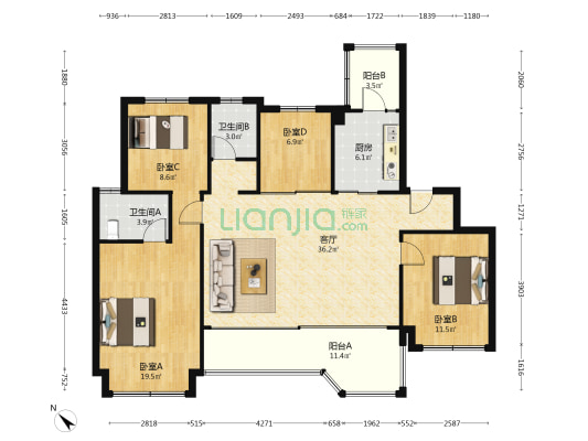 中海麓之山名邸 4室1厅2卫 138平方