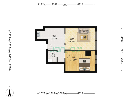 颐和广厦 1室1厅1卫 68平方