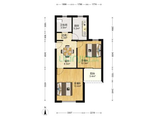 新顾村大家园B区 2室1厅1卫 57平方