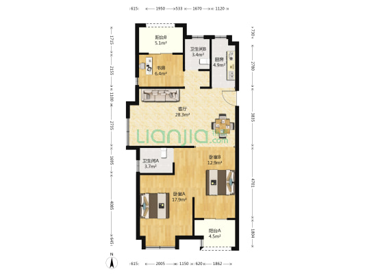 上城印象苑 3室1厅2卫 110平方