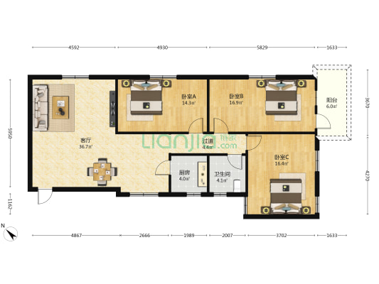 港门村一路三巷12号 3室1厅1卫 114平方