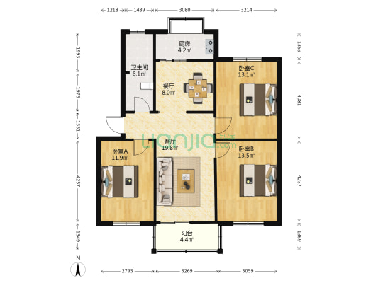 东明路64号 3室2厅1卫 99平方