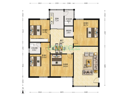 怡乐苑 4室2厅3卫 141平方