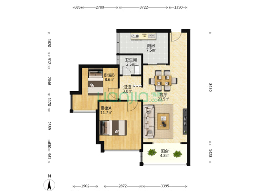 半岛1号花园六期 2室1厅1卫 77平方