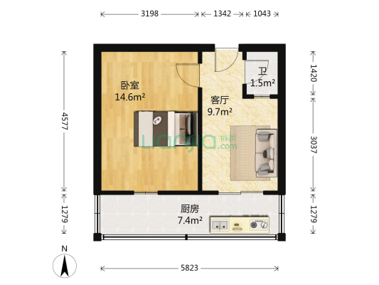 延庆小区 1室1厅1卫 36平方