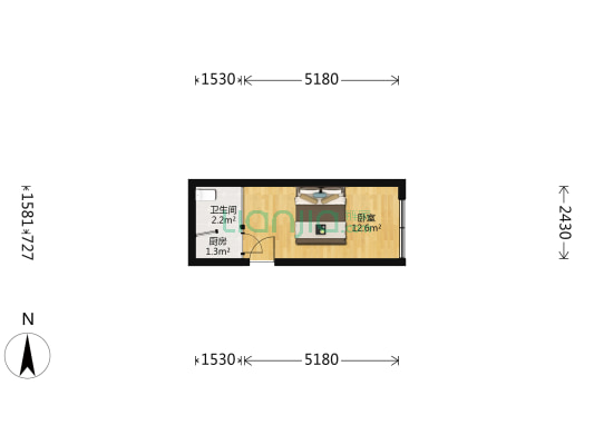 鸿森大厦 1室0厅1卫 23平方