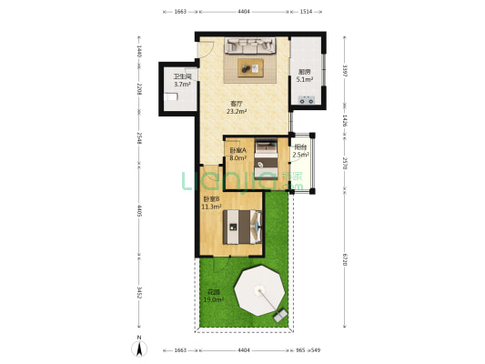 湖畔雅居二期 2室1厅1卫 73平方