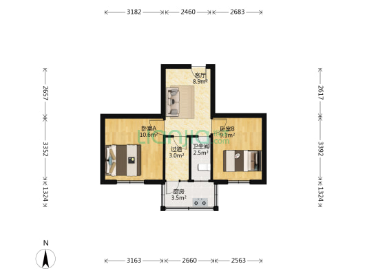 曹砦西街3号 2室1厅1卫 48平方