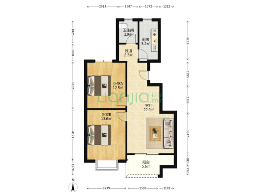 阜阳北路生活小区 2室1厅1卫 87平方