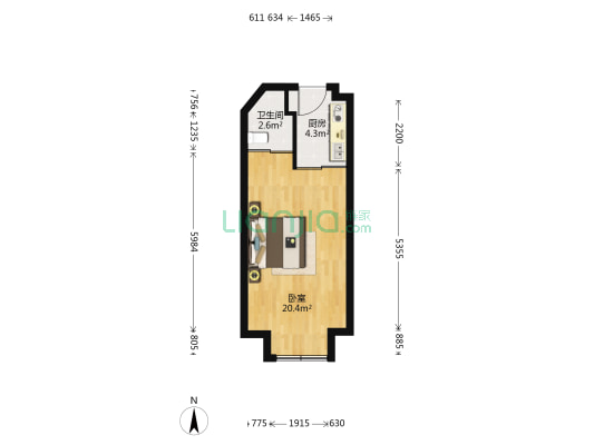 金悦公寓 1室0厅1卫 48平方
