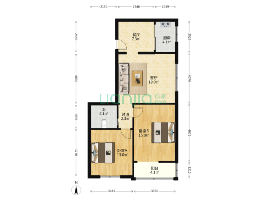江安东一街6号 2室2厅1卫 84平方