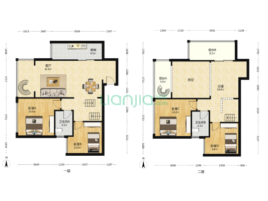 星坤星城国际 4室1厅2卫 130平方