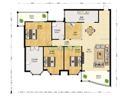 昌炜玉园 4室1厅2卫 162平方