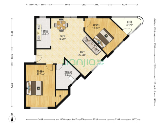 绿地临港家园（海洋小区） 2室2厅1卫 99平方