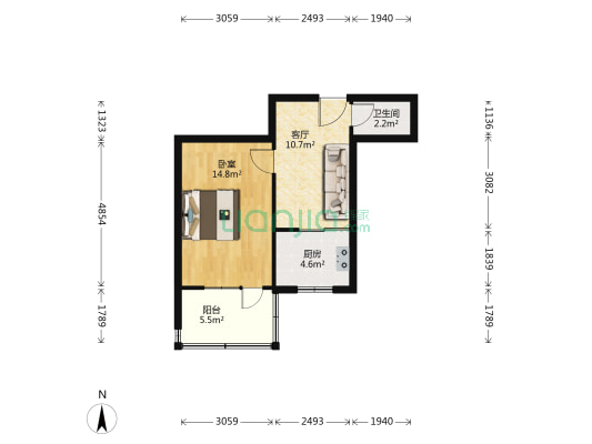 二十中宿舍 1室1厅1卫 45平方
