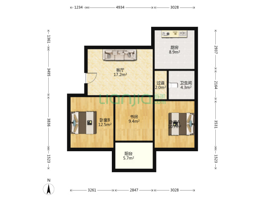 百福弄社区 3室1厅1卫 83平方