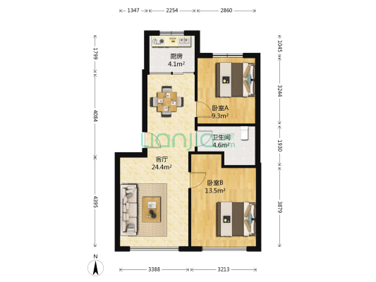 抱龙明珠二期 2室1厅1卫 78平方