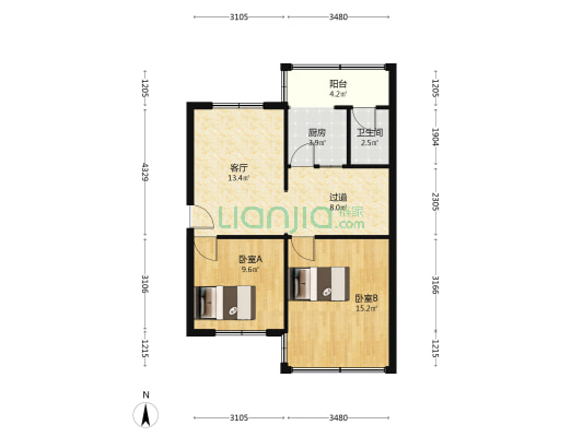 金都小区二区 2室1厅1卫 66平方