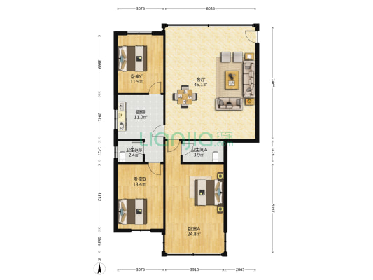南华苑 3室1厅2卫 123平方