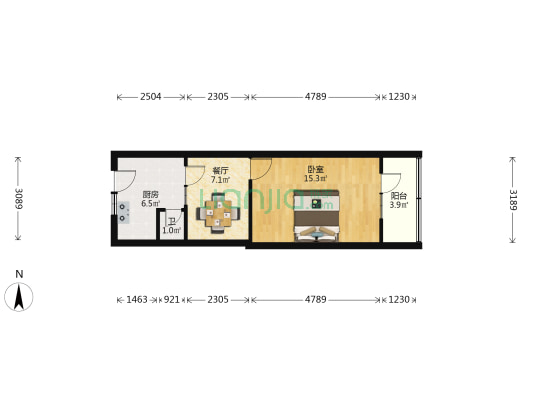 庄西路机械化公司家属院 1室1厅1卫 37平方