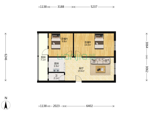 迎宾路73号 2室1厅1卫 71平方