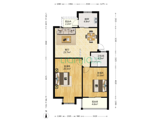 思惠家园 2室1厅1卫 84平方