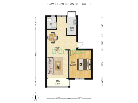 农科院林果所 1室1厅1卫 58平方