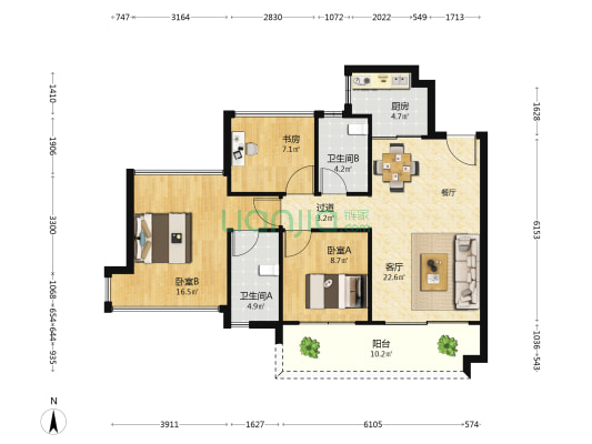 颐安御品公馆 3室1厅2卫 95平方