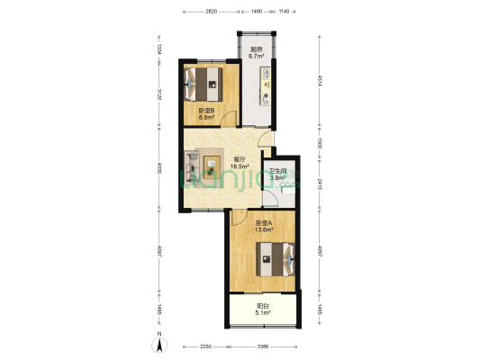 郁金香花苑 2室1厅1卫 66平方