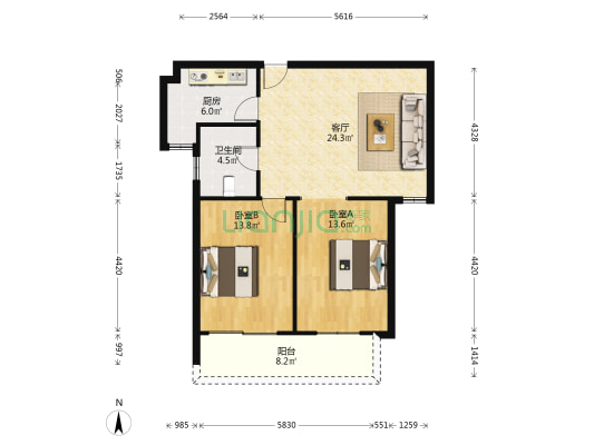 澄苑二区 2室1厅1卫 87平方